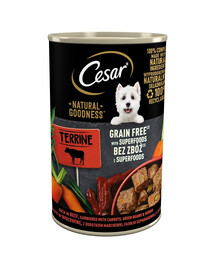 CESAR Natural Goodness 400g kompletné krmivo pre dospelé psy bohaté na hovädzie mäso s prídavkom mrkvy, zelených fazule a byliniek