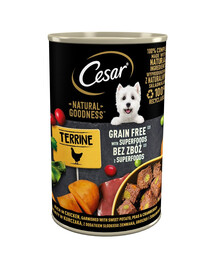 CESAR Natural Goodness 400g kompletné krmivo pre dospelé psy bohaté na kura s prídavkom batátov, hrášku a brusníc
