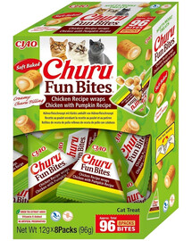 INABA Cat Fun Bites Chicken with Pumpkin 8x12g kuracie a tekvicové wrapy pre mačky