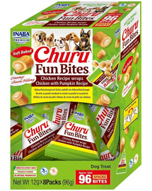 INABA Dog Churu Fun Bites Chicken with Pumpkin 8x12g kuracie a tekvicové wrapy pre psov