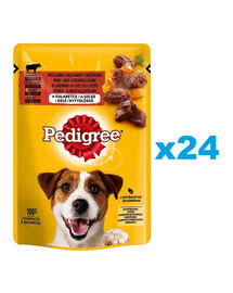 PEDIGREE Dospelé kúsky v želé s hovädzím mäsom a pečeňou 24x100g
