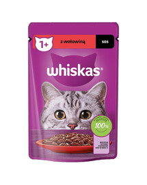 WHISKAS Adult 85g vrecúško krmiva pre dospelé mačky v hovädzej omáčke