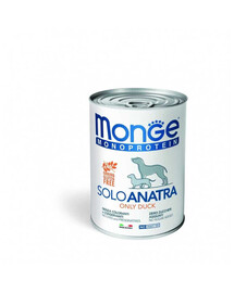 MONGE Monoprotein Solo Dog Konzerva s kačacím mäsom 400 g