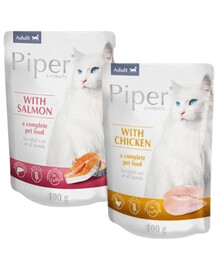 PIPER Adult Mix chutí s kuracím mäsom a lososom 24x100g mokré krmivo pre mačky