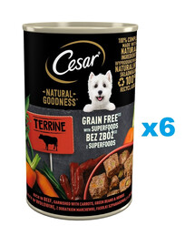 CESAR Natural Goodness v konzerve 6×400 g bohaté na hovädzie mäso s mrkvou, zelenými fazuľkami a bylinkami