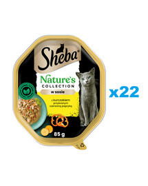 SHEBA Nature’s Collection vanička 22x85 g kompletné krmivo pre dospelé mačky kúsky s kuracím mäsom v omáčke