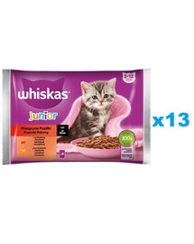 WHISKAS Junior vrecúško 52x85g Classic Meals krmivo pre mačiatka v omáčke s hovädzím a kuracím mäsom