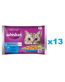 WHISKAS Adult vrecúško 52x85g Rybie pochúťky - krmivo pre dospelé mačky v želé s: lososom, tuniakom