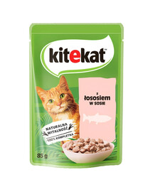 KITEKAT Losos v omáčke 85 g pre dospelé mačky