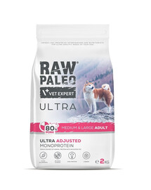 RAW PALEO Ultra Pork Medium&Large Adult 2 kg pre dospelé psy stredných a veľkých plemien s bravčovým mäsom