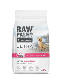 RAW PALEO Ultra Pork Medium&Large Puppy 2kg pre šteniatka stredných a veľkých plemien bravčové mäso