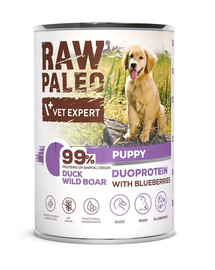 RAW PALEO Duck&Boar Puppy 400g Mokré krmivo pre šteniatka z kačíc a diviakov