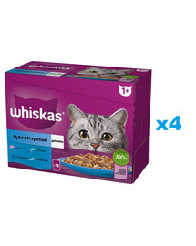 WHISKAS Adult vrecúško 48x85g Rybie pochúťky - krmivo pre dospelé mačky v želé s: lososom, tuniakom, treskou, bielou rybou