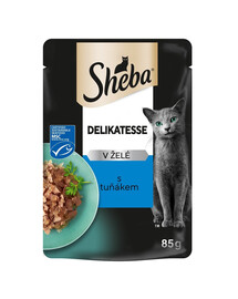 SHEBA Delicacy sáčok 85g mokrá kompletná strava pre dospelé mačky kúsky s tuniakom v želé