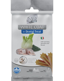 FARMINA N&D White Dental Treat Coat Sea bass Mini 60 g (7 ks) Dentálna maškrta pre psov malých plemien