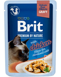 BRIT Premium By Nature Fillets in Gravy for Sterilized cats 24x84g S kuracinou pre sterilizované mačky