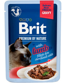 BRIT Premium By Nature Fillets in Gravy for Sterilized cats 24x85g s jahňacinou pre sterilizované mačky