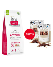 BRIT Care Dog Sustainable Activity Chicken & Insect dla psów z kurczakiem i insektami 12kg + WOOLF Chicken And Rawhide Twister 2 x 100g GRATIS