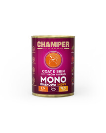 CHAMPER Coat Skin 400g Monoproteínové krmivo pre psov s morčacinou