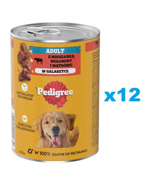 PEDIGREE Adult puszka 12x400 g mokra karma pełnoporcjowa dla dorosłych psów, z mieszanką wołowiny i wątróbki, w galaretce