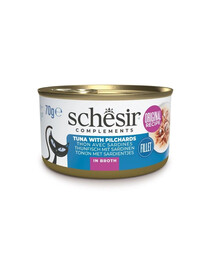 SCHESIR Tuniak so sardinkami vo vývare pre mačky 70 g