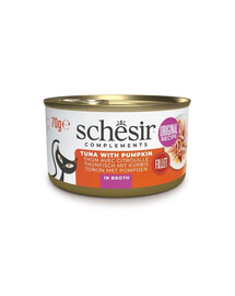 SCHESIR Tuniak s tekvicou vo vývare pre mačky 70 g