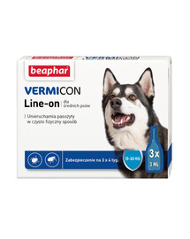 BEAPHAR Vermicon Line-On Dog M Kvapky proti blchám a kliešťom pre stredné psy 3x3 ml