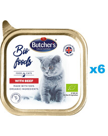 BUTCHER'S BIO foods Hovädzia paštéta pre mačky 6x85g