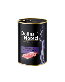 DOLINA NOTECI Premium bohaté na husacie mäso kompletné mokré krmivo bez obilnín pre dospelé mačky 6x400 g