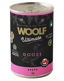 WOOLF Ultimate Adult Dog Goose and Raspberries 400g krmivo v konzervě s husím masem a malinami pre psov
