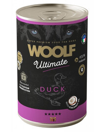 WOOLF Ultimate Adult Dog Duck and Coconut oil 400g krmivo v konzervě s kačicou a kokosovým olejom pre psov