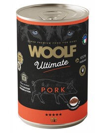 WOOLF Ultimate Adult Dog Pork and Linseed Oil 400g krmivo v konzervě s bravčovým mäsom a ľanovým olejom pre psov