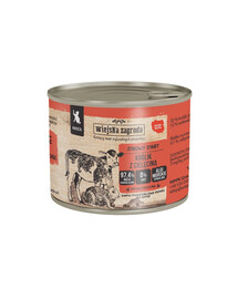 WIEJSKA ZAGRODA Mokré krmivo pre mačiatka s králikom a teľacím mäsom 200 g