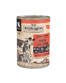 WIEJSKA ZAGRODA Králik s teľacinou konzerva pre mačiatka 400 g