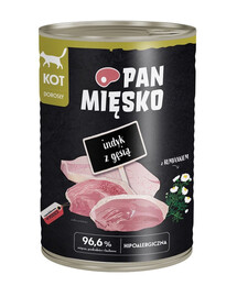 PAN MIĘSKO Mokré krmivo pre mačky s morčacím a husacím mäsom 400 g