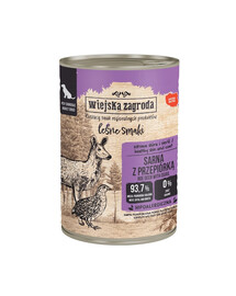WIEJSKA ZAGRODA Lesné chute Srnčia s prepeličím mokrá strava pre psov 400 g