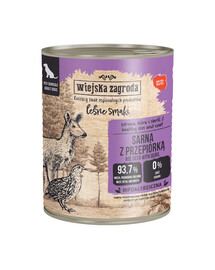 WIEJSKA ZAGRODA Lesné chute Srnčia s prepeličím mokrá strava pre psov 800 g