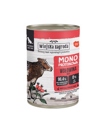 WIEJSKA ZAGRODA Monoproteínové hovädzie mokré krmivo pre psov 400 g