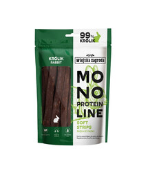 WIEJSKA ZAGRODA Monoproteinové mäkké pásiky pre psov Králik 100 g