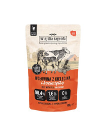 WIEJSKA ZAGRODA Superfoods Mokré krmivo pre mačky Hovädzie s teľacím mäsom a šantou 100 g