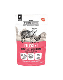 WIEJSKA ZAGRODA Mokré krmivo pre mačky s kuracím a jahňacím filetom 85 g