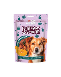 PAN MIĘSKO Fruits and Veggies Tekvica s kačicou maškrta pre psa 100 g