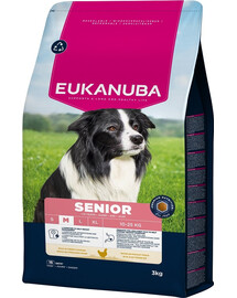EUKANUBA Senior Medium Breeds Chicken 3 kg Krmivo pre starších psov stredných plemien bohaté na čerstvé kurča
