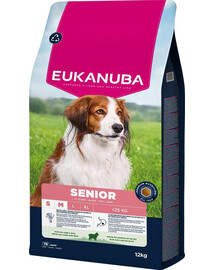 EUKANUBA Senior Small Medium Breeds Lamb Rice 12 kg Suché krmivo pre starších psov malých a stredných plemien bohaté na jahňacinu a ryžu