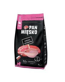 PAN MIĘSKO Chrumkavé teľacie mäso s prepelicou pre šteniatka XS 9 kg