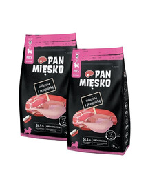 PAN MIĘSKO Teľacina s prepelicou pre šteniatka chrumky XS 2x9 kg