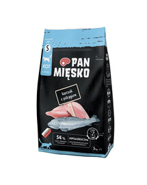 PAN MIĘSKO Kuracie mäso s pstruhom pre mačky, chrumkavé, S 5 kg