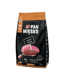 PAN MIĘSKO Teľacina s kačkou pre mačky chrumkavé M 5 kg