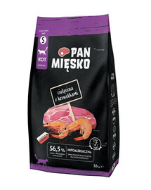 PAN MIĘSKO Teľacie mäso s krevetami pre mačky čipsy S 1,6 kg