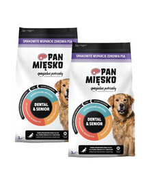PAN MIESKO Špeciálne potreby Dental a Senior pre dospelých a starších psov chrumkavé M 2x3 kg